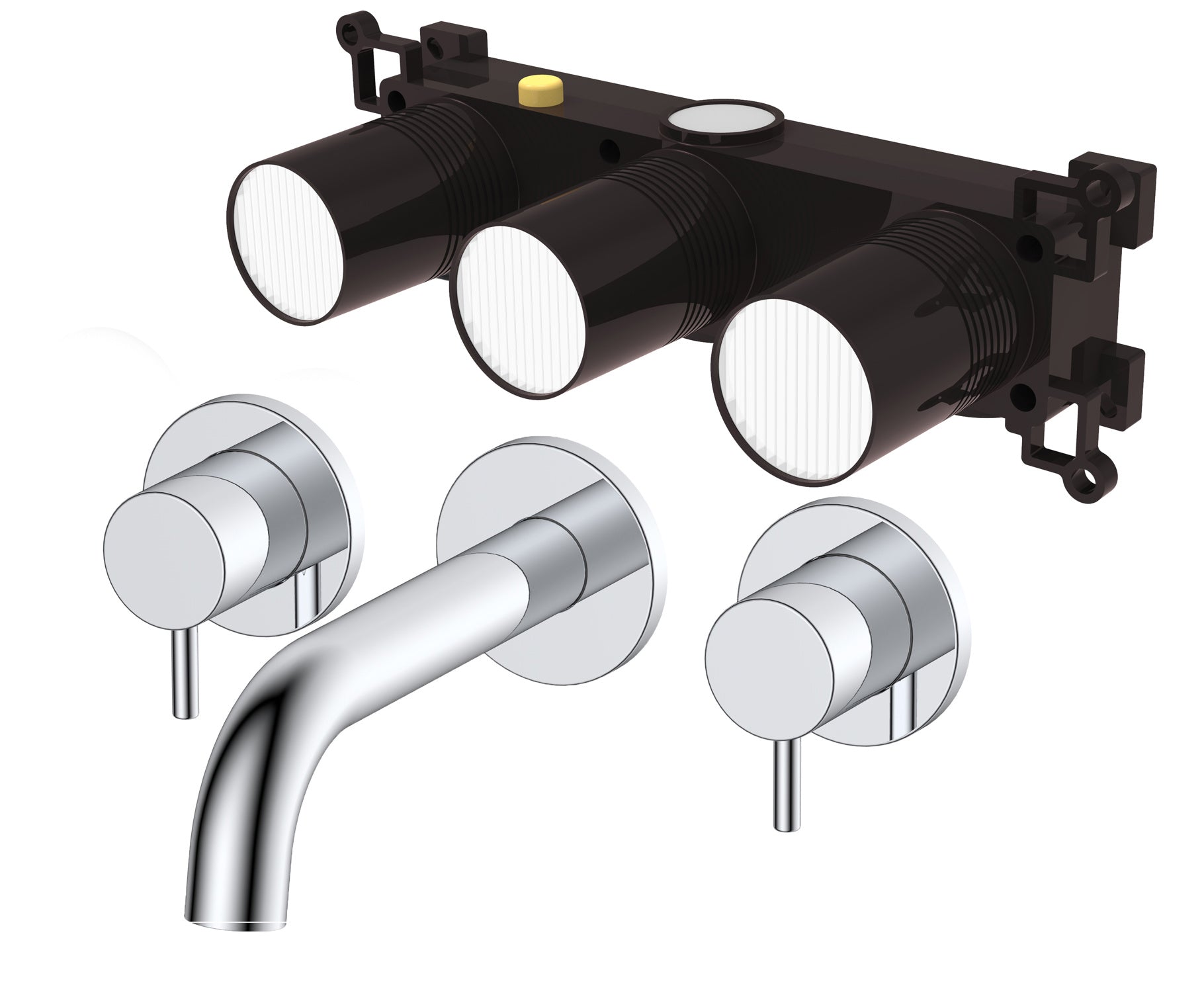 Bewl 3 Tap Hole Wall Mounted Basin Mixer Tap – 3 Finishes