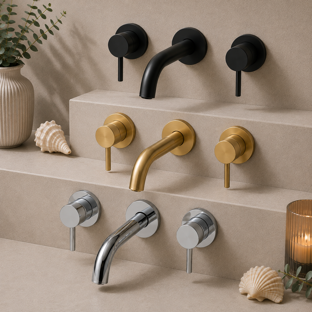 Bewl 3 Tap Hole Wall Mounted Basin Mixer Tap – 3 Finishes