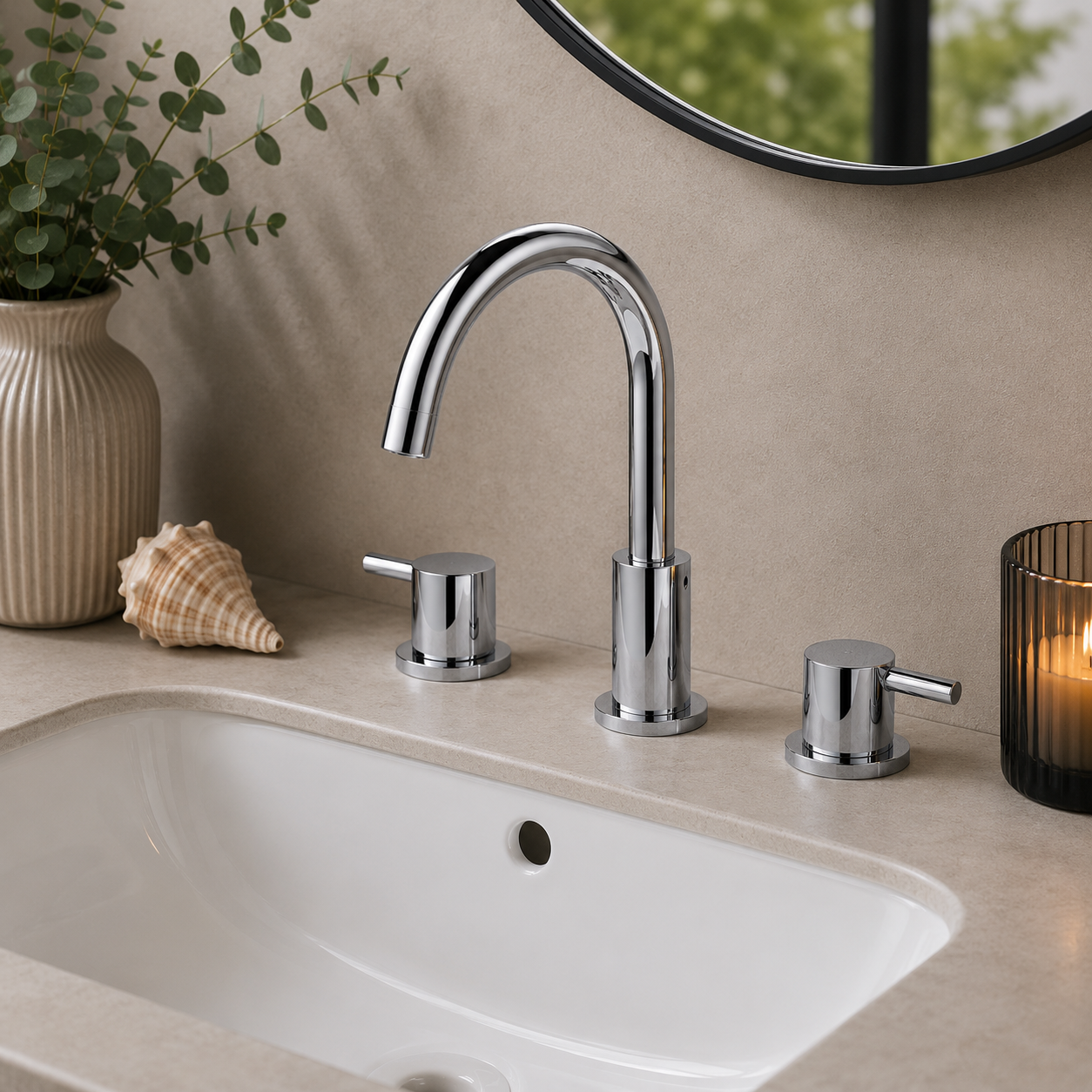 Bewl 3 Tap Hole Deck Mounted Basin Mixer Tap – 3 Finishes
