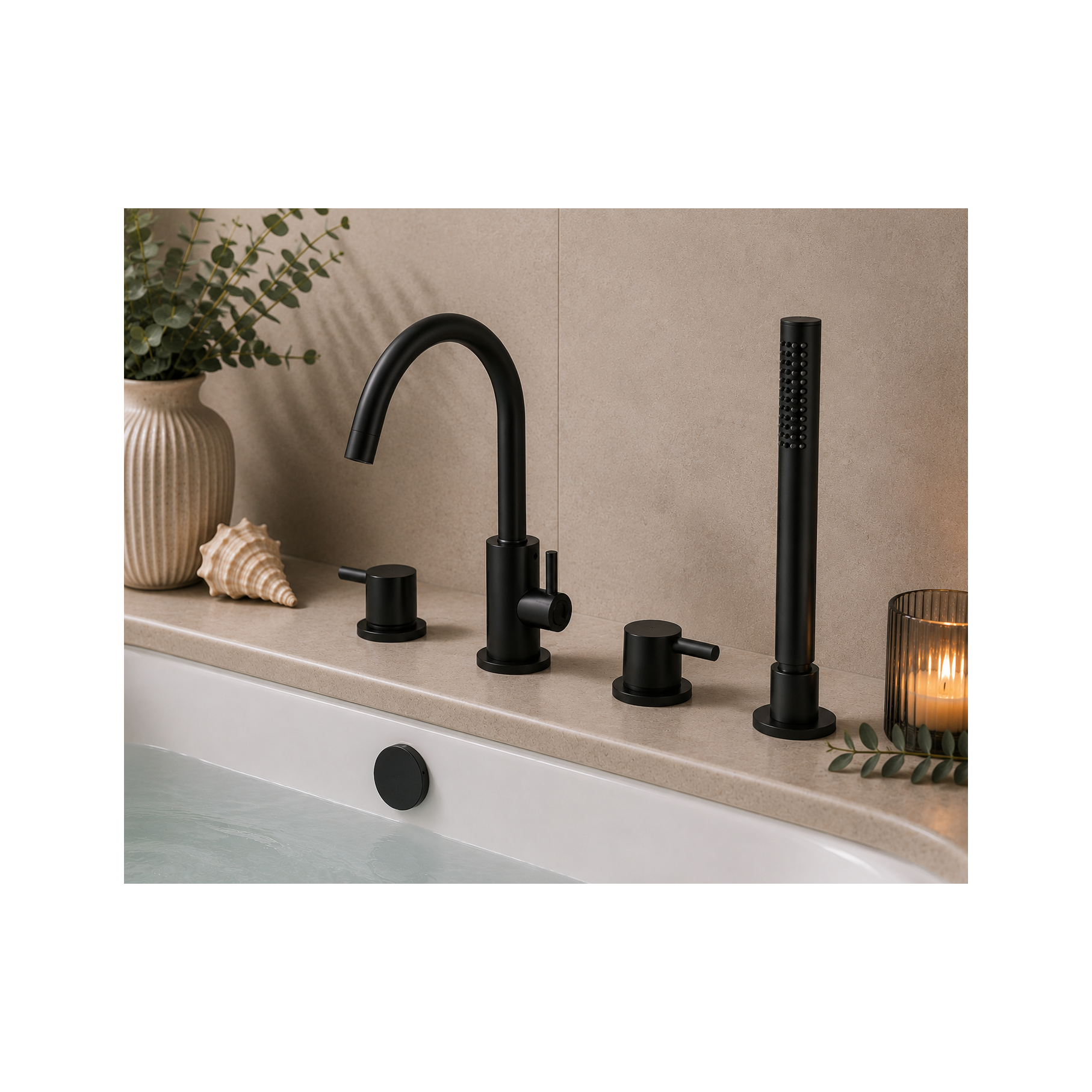 Bewl Deck Mounted 4 Tap Hole Bath Shower Mixer – 3 Finishes