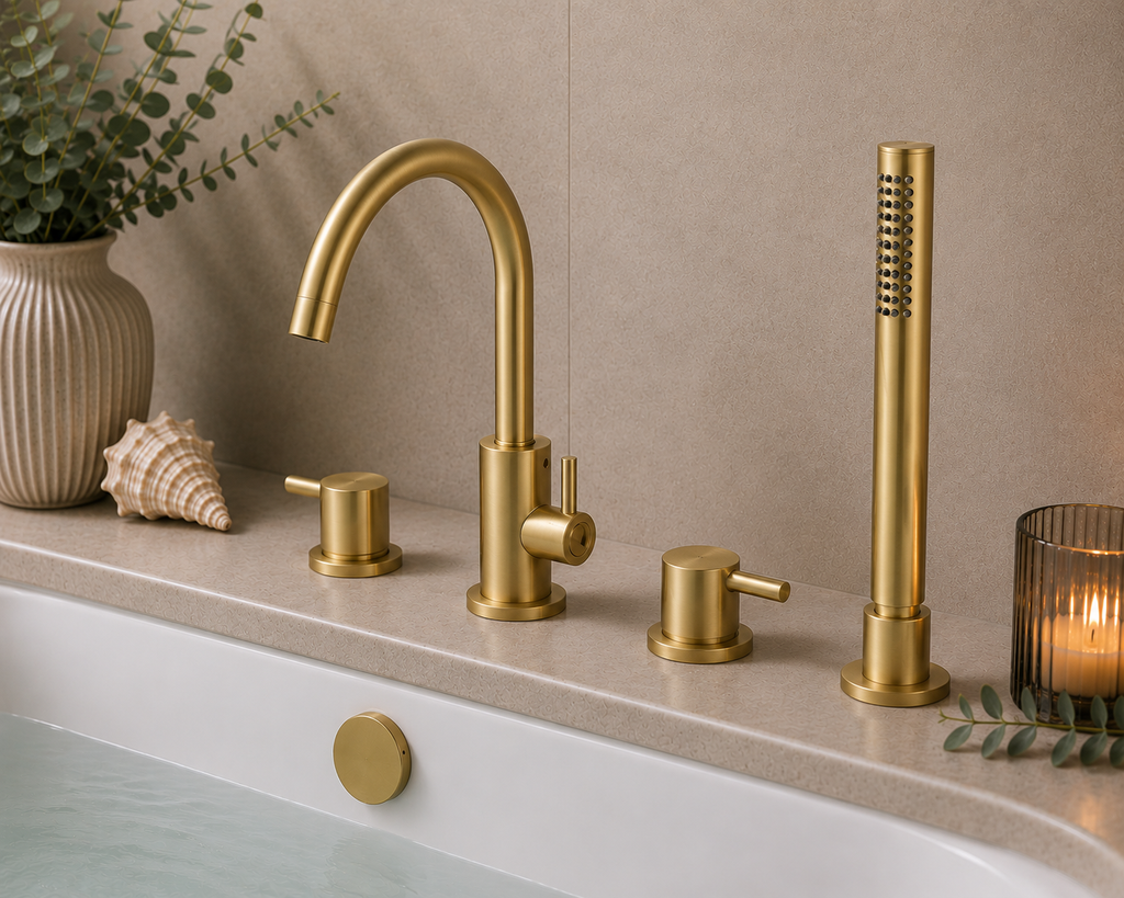 Bewl Deck Mounted 4 Tap Hole Bath Shower Mixer – 3 Finishes