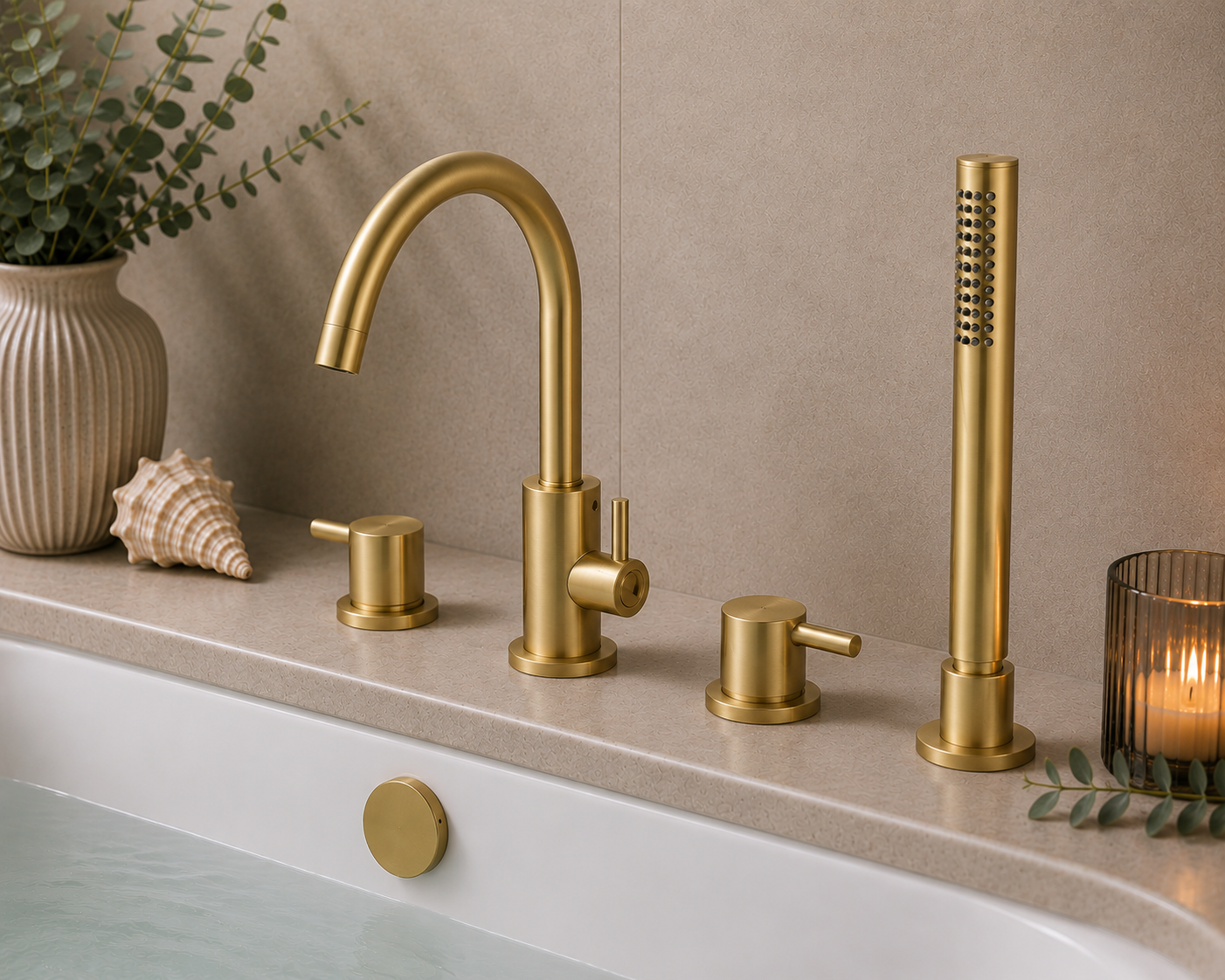 Bewl Deck Mounted 4 Tap Hole Bath Shower Mixer – 3 Finishes