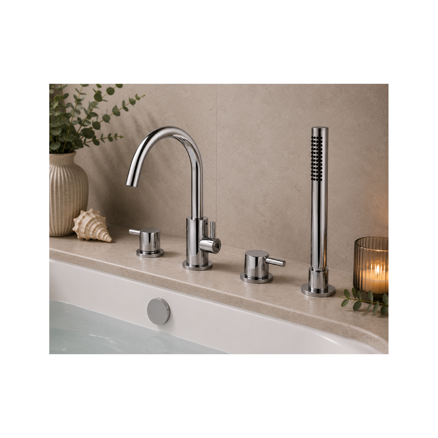 Bewl Deck Mounted 4 Tap Hole Bath Shower Mixer – 3 Finishes