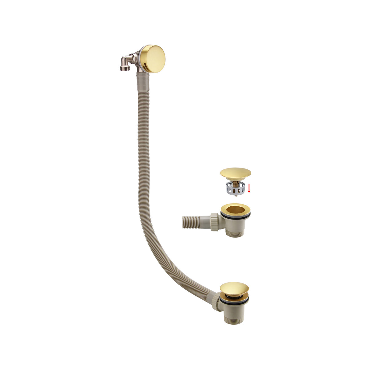 Bewl Round Bath Filler with Easy-Clean Push-Button Waste & Overflow