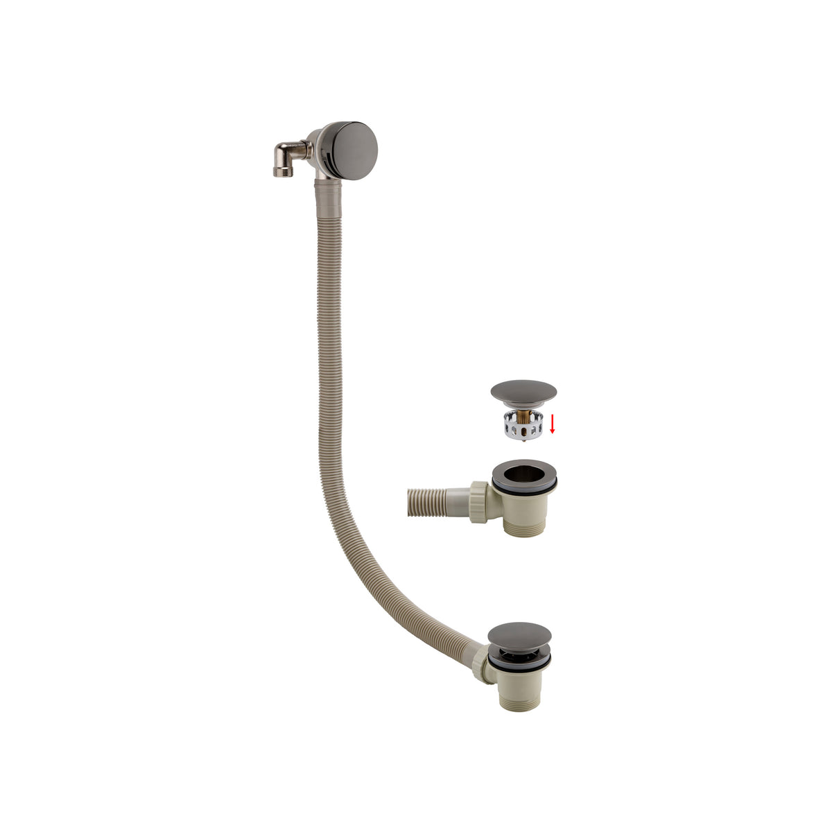 Bewl Round Bath Filler with Easy-Clean Push-Button Waste & Overflow