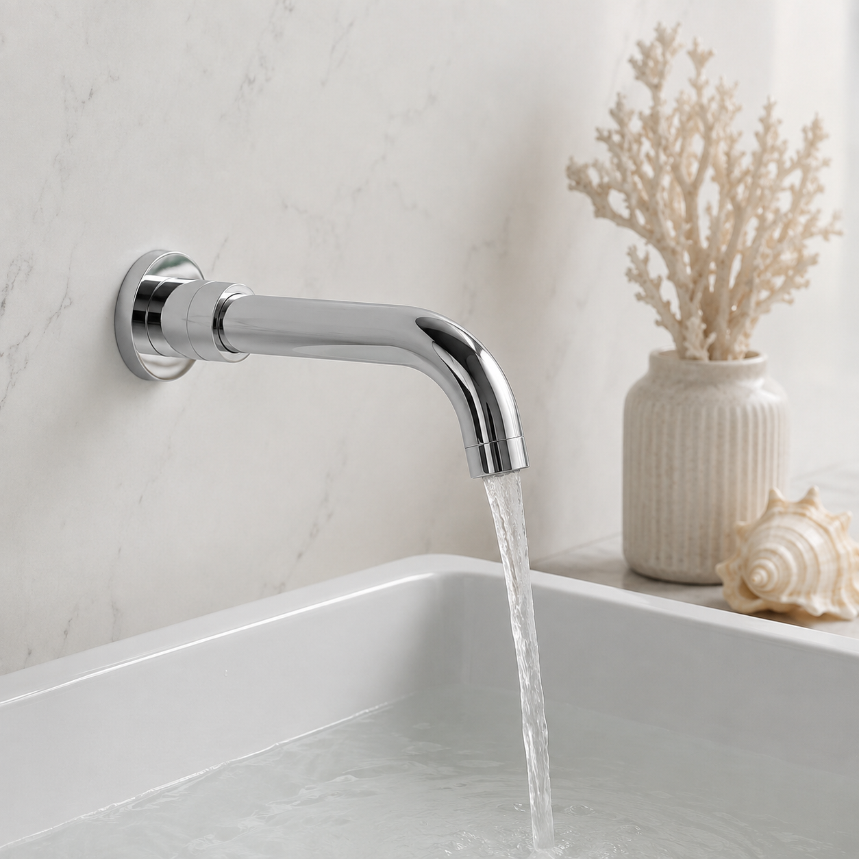 Bewl Wall Mounted Basin & Bath Spout – Chrome
