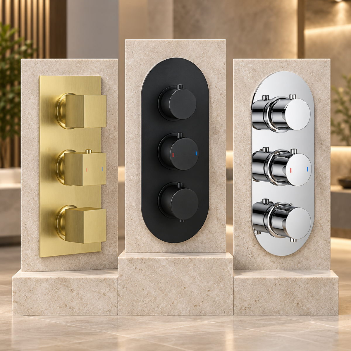 Bewl Triple Outlet Three Control Concealed Thermostatic Shower Valve
