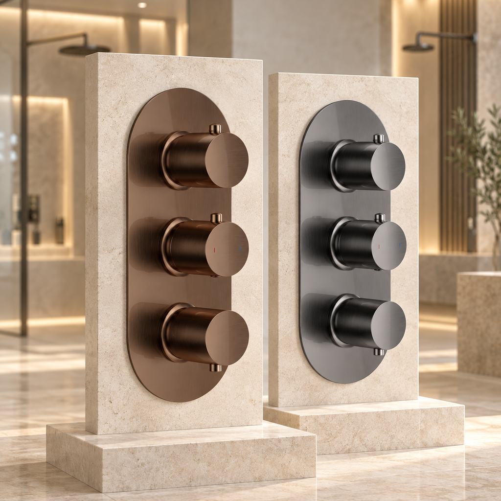 Bewl Double Outlet 3 Control Concealed Thermostatic Shower Valve