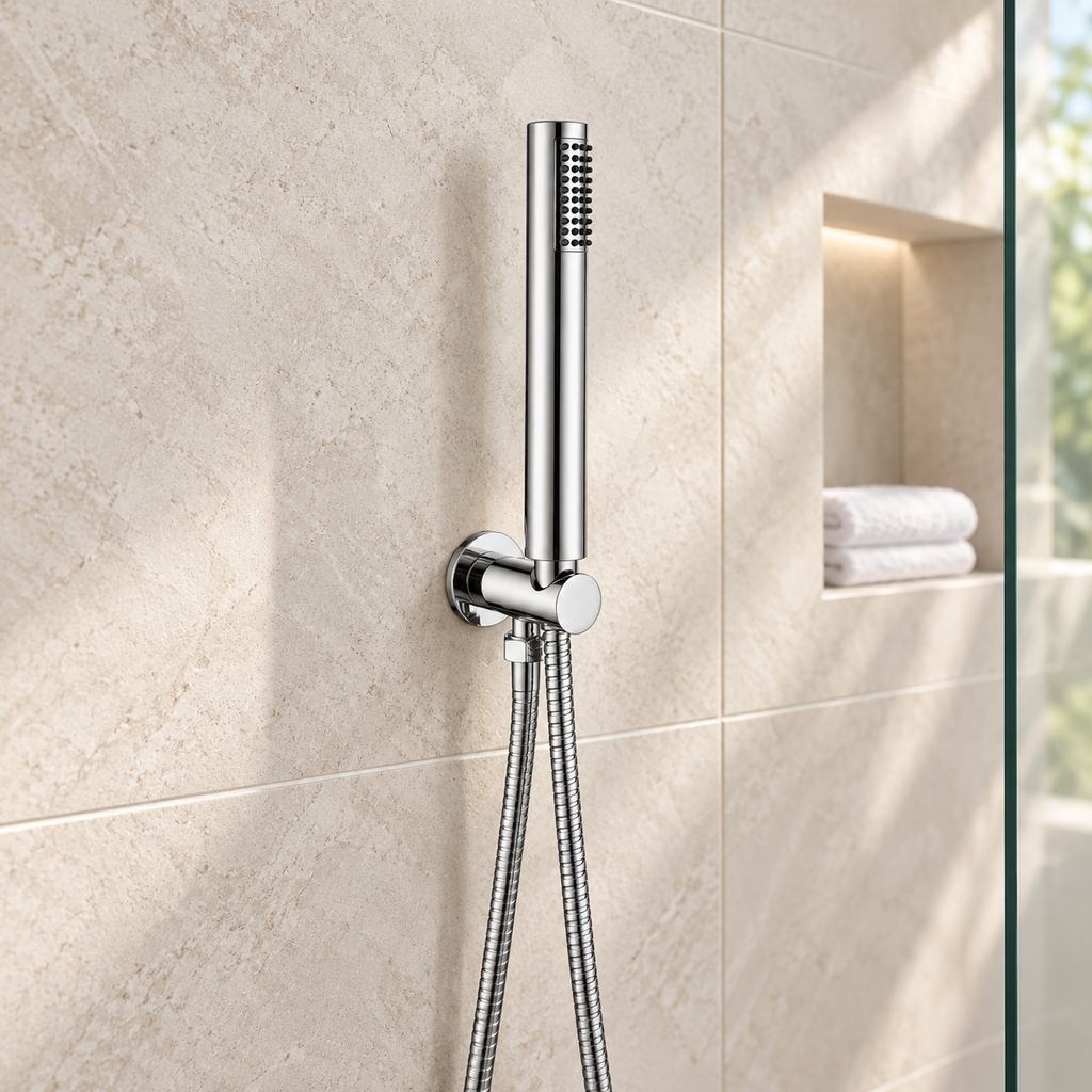 Bewl Round Shower Handset with Wall Bracket & Hose