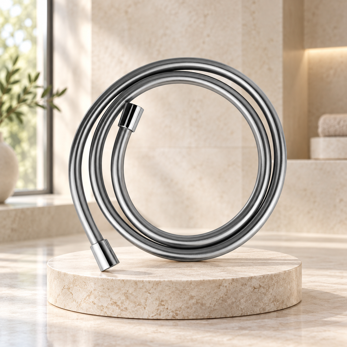 1.5m PVC Shower Hose – Chrome or Matt Black