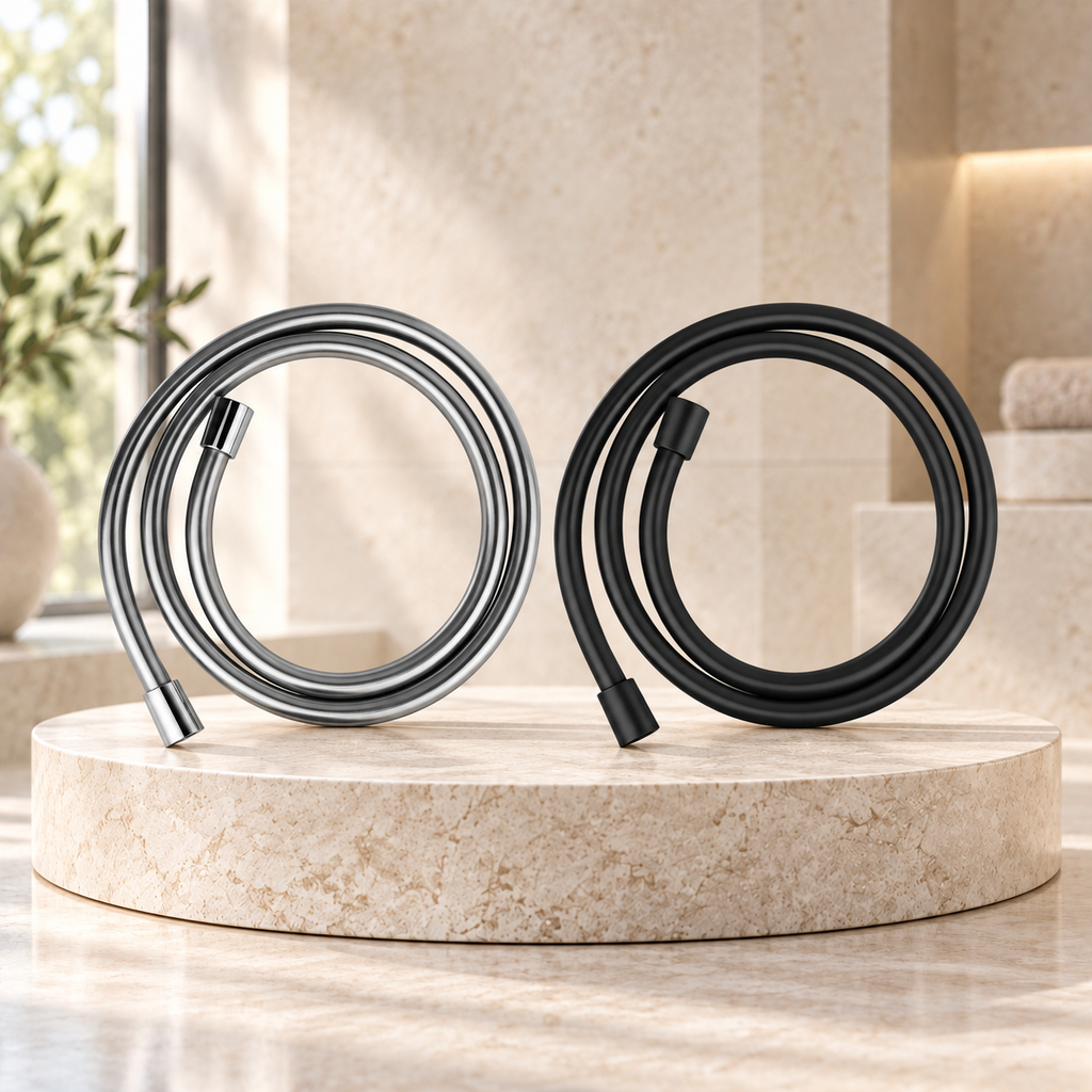 1.5m PVC Shower Hose – Chrome or Matt Black