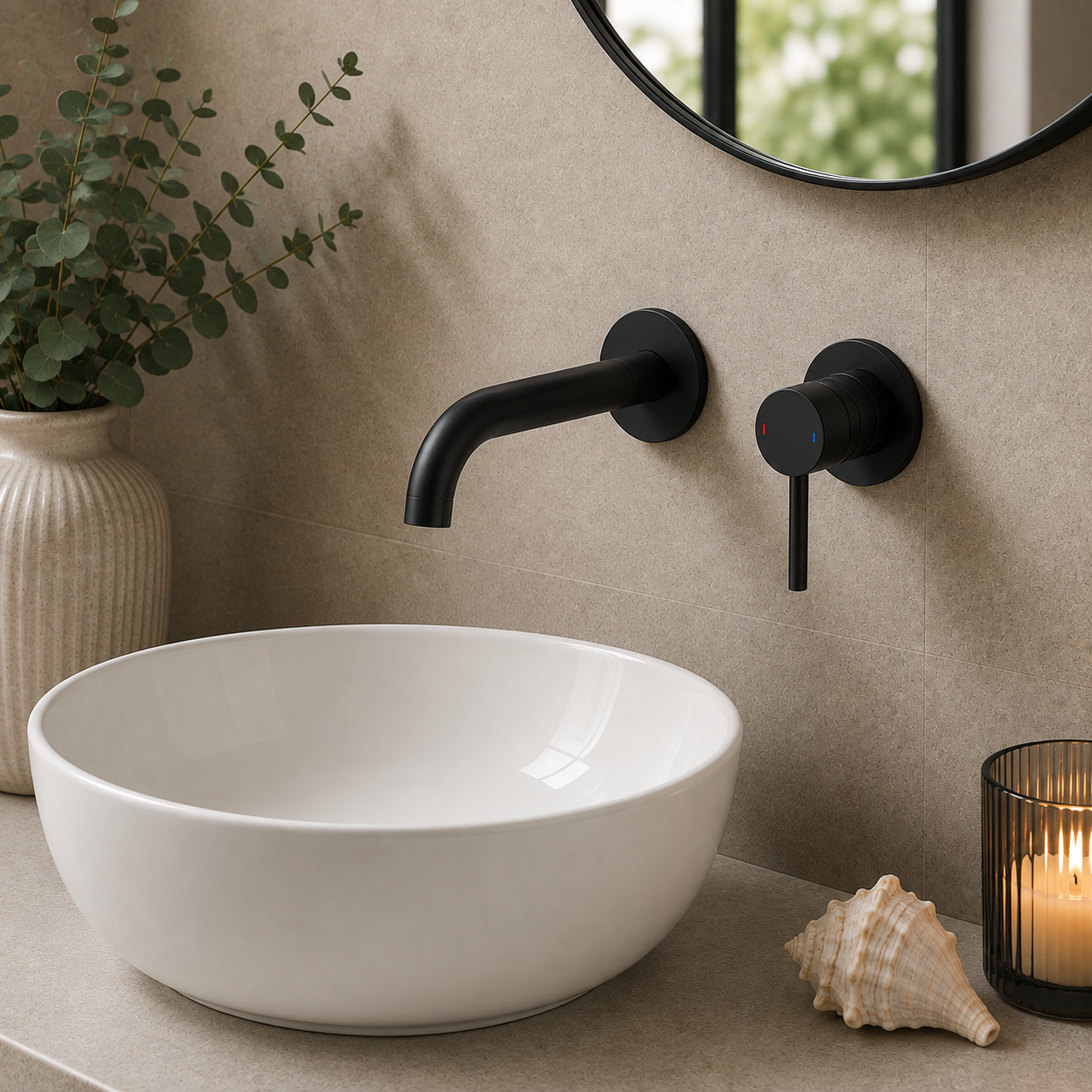 Bewl Single Lever Wall Mounted Basin Mixer Tap – 5 Finishes