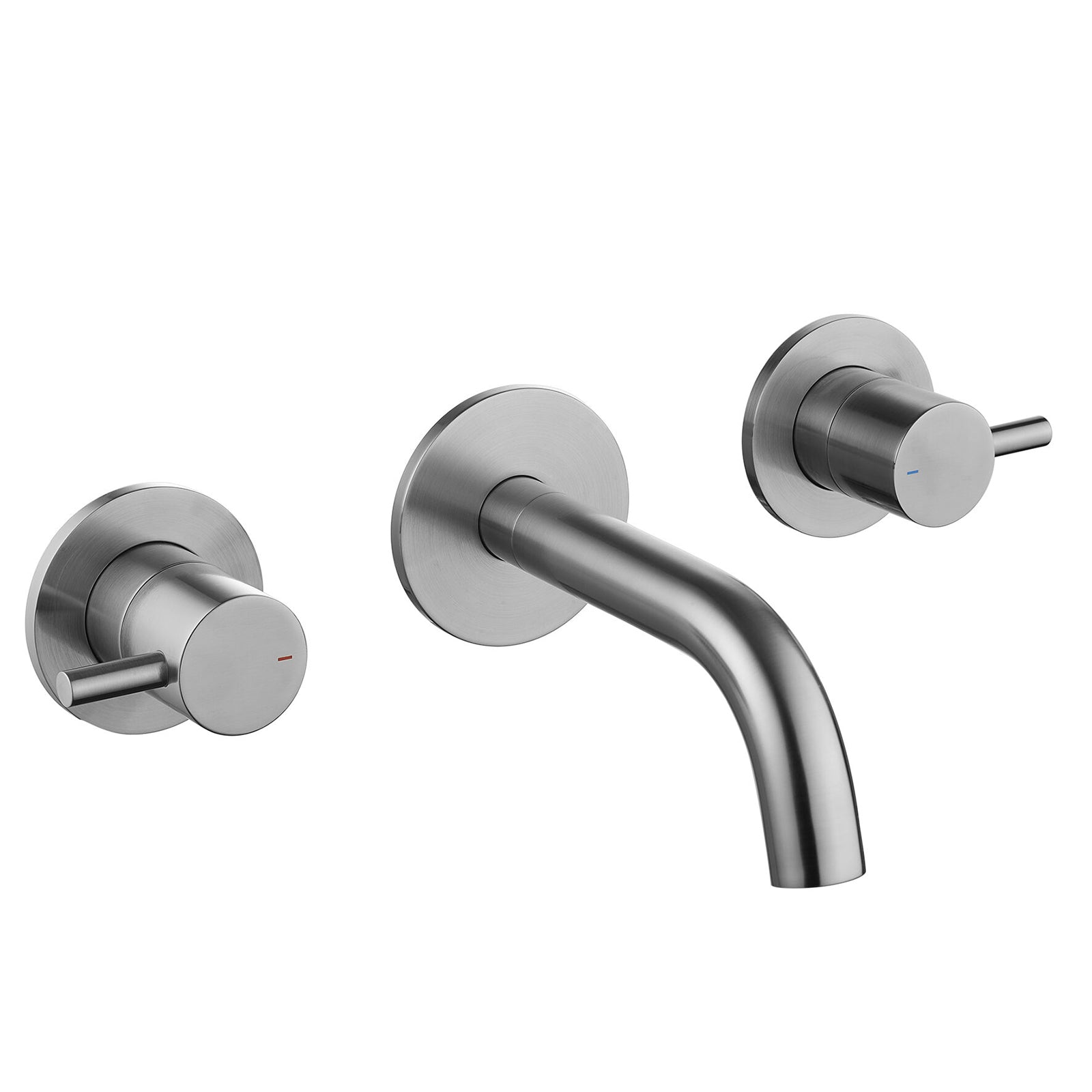 Levo 3 Hole Wall Mounted Basin/Bath Mixer - Brushed Nickel