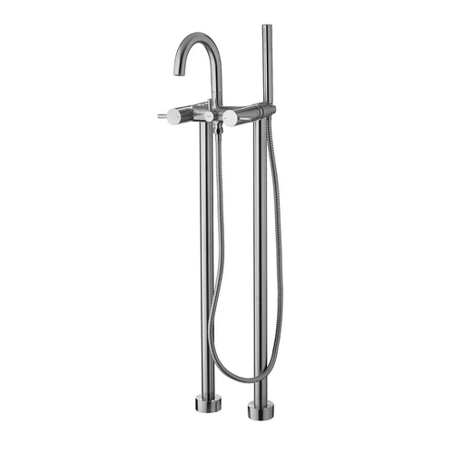 Levo Floorstanding Bath Shower Mixer - Brushed Nickel