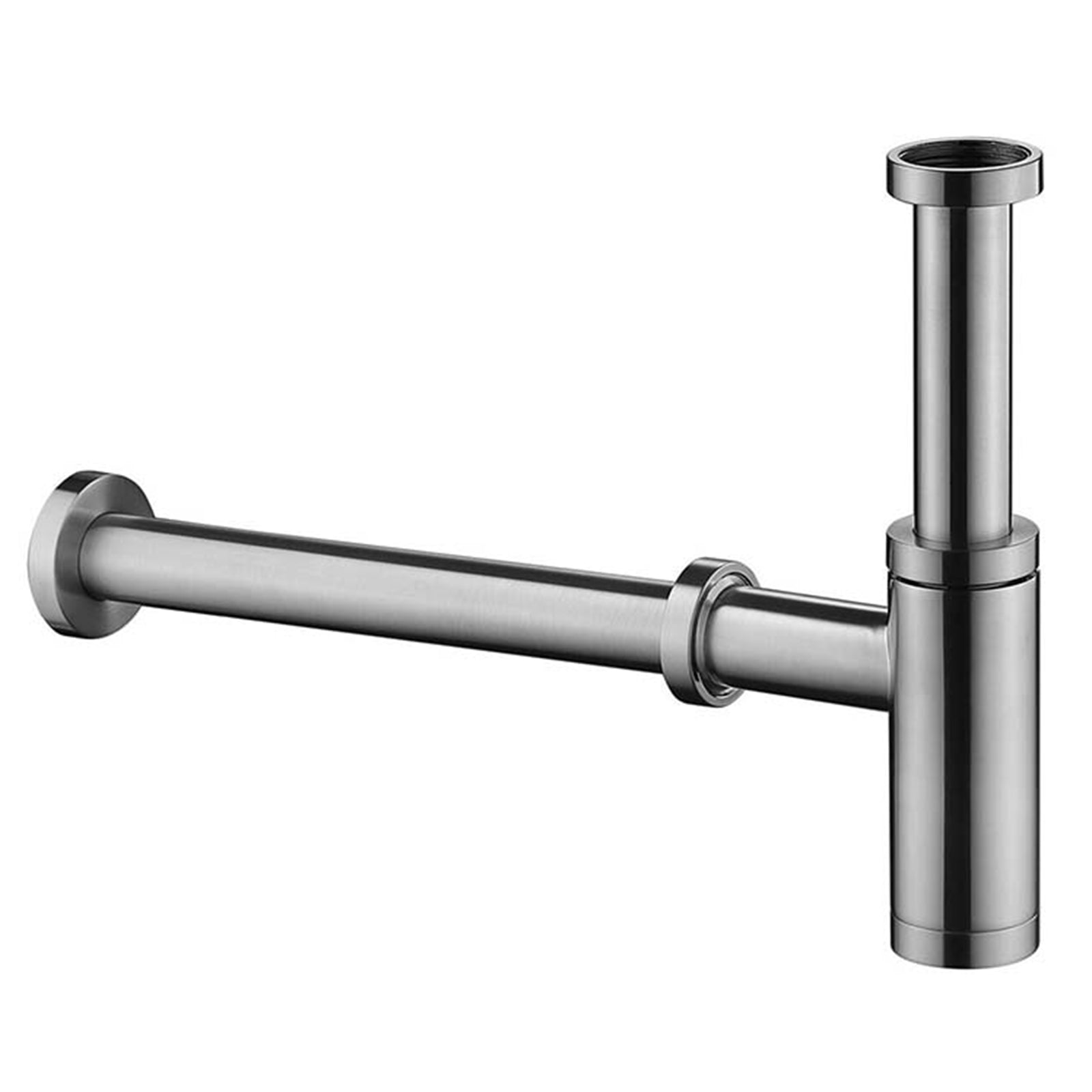Levo Minimalist Bottle Trap and Pipe - Brushed Nickel
