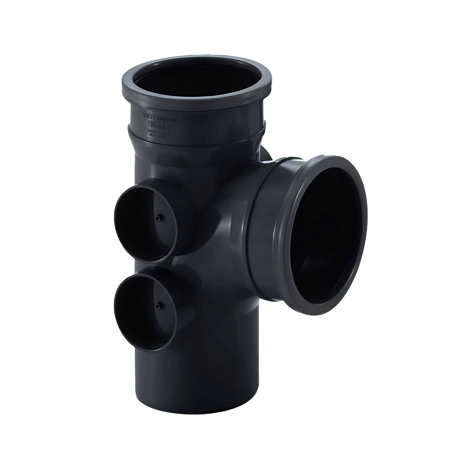 92.5 Deg Double Socket Branch With 4 Bosses Black