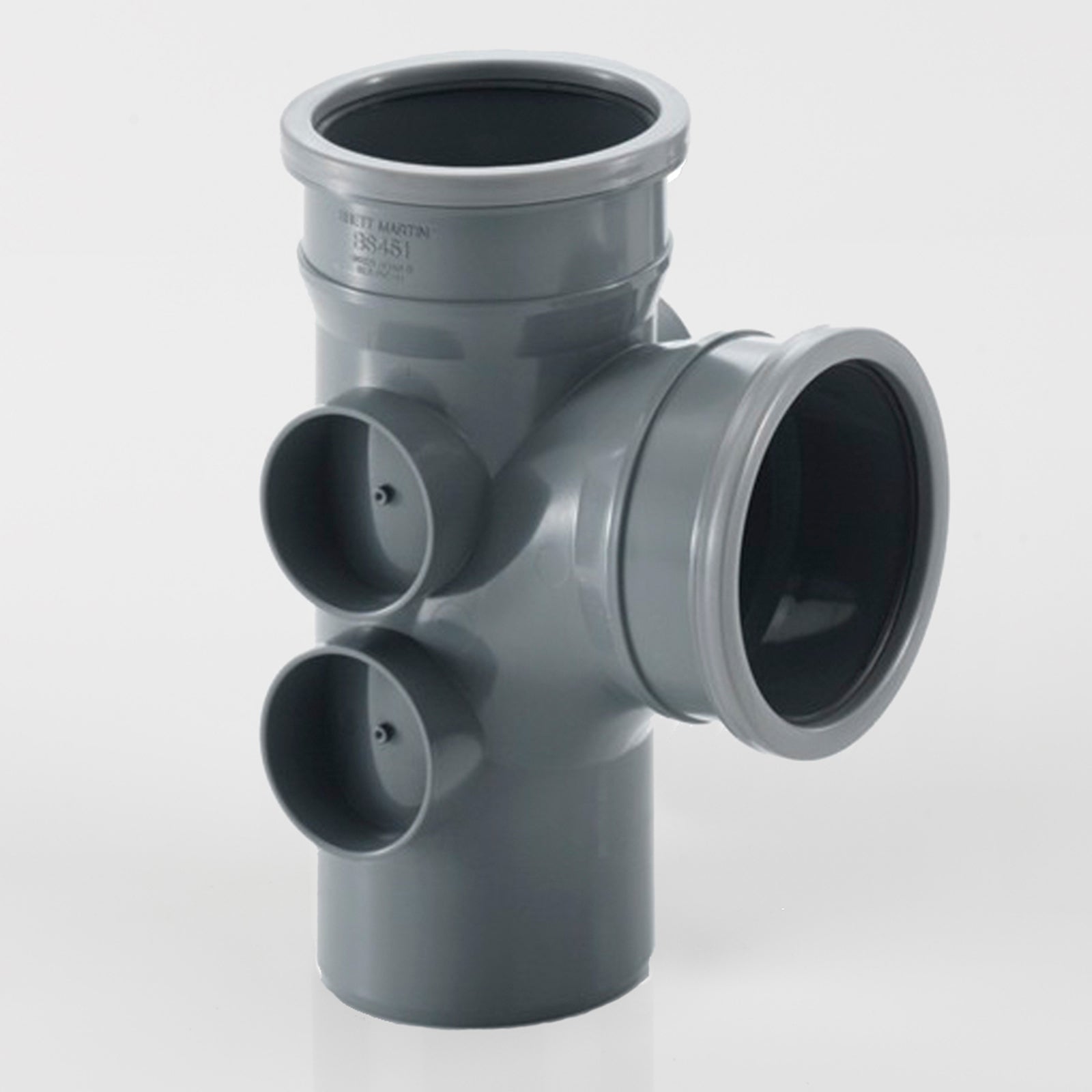 92.5 Deg Double Socket Branch With 4 Bosses Grey