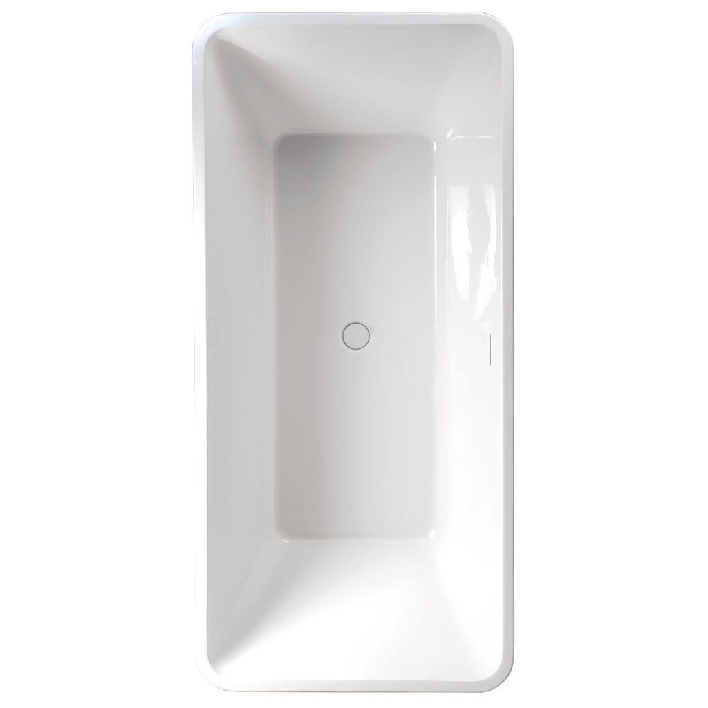 Overhead view of the Cairo bath showing its rectangular interior and central click-clack waste