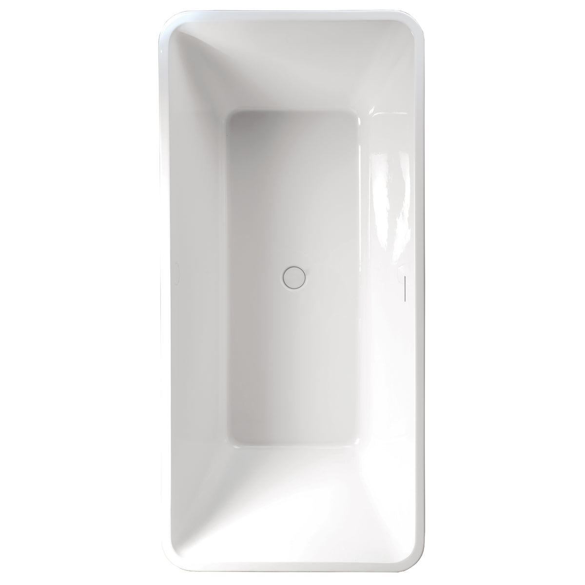 Overhead view of the Cairo bath showing its rectangular interior and central click-clack waste
