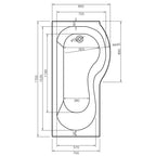 California 1700 x 700mm Shower Bath - RH