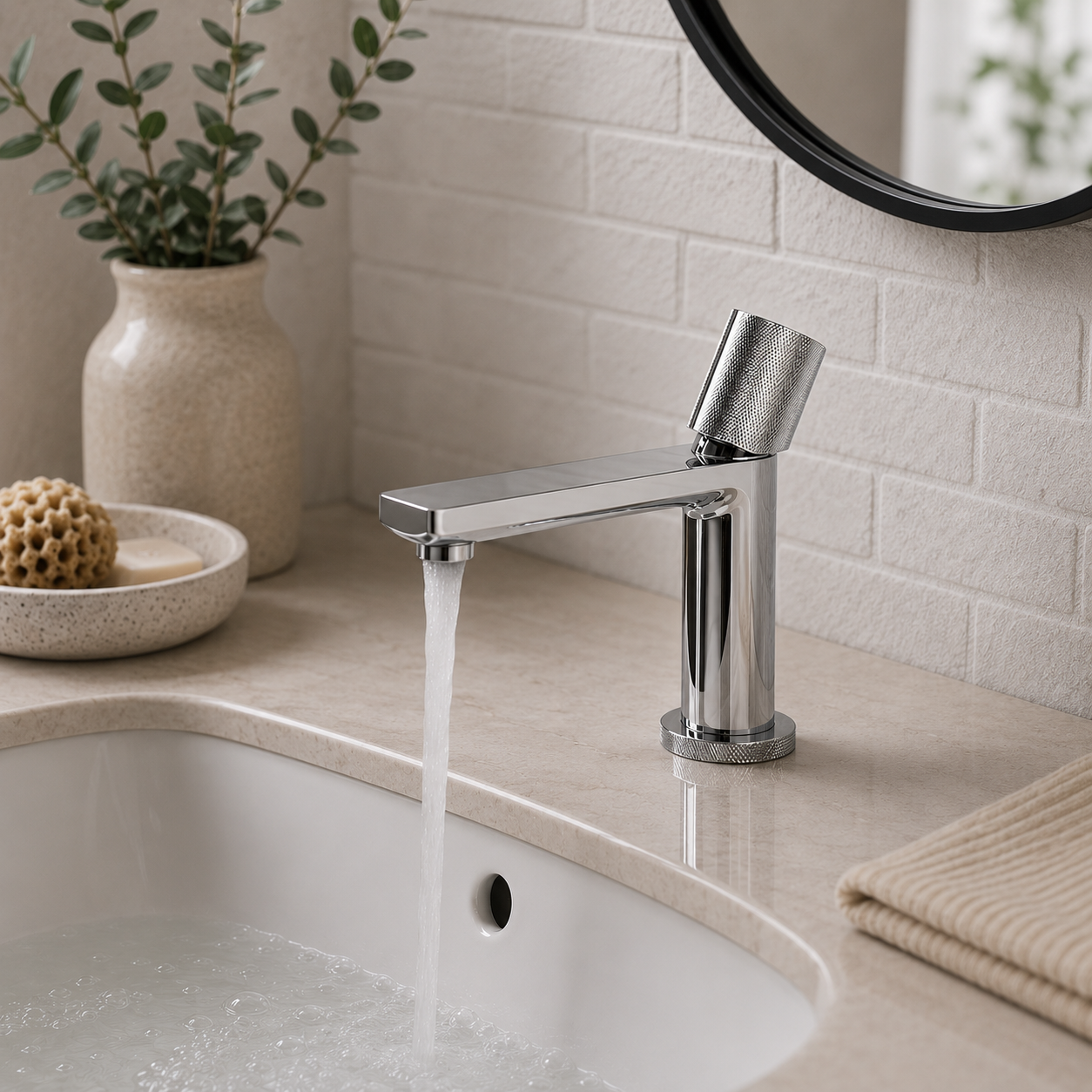 Calverley Mono Basin Mixer Tap with Swivel Spout & Waste – Chrome