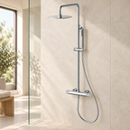Calverley Round Thermostatic Shower Kit with Knurled Push Button