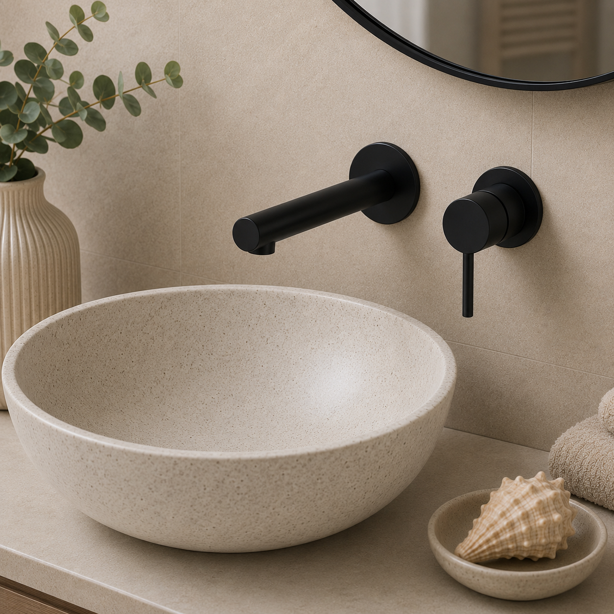Camden Wall Mounted Single Lever Basin Mixer – Chrome, Matt Black or Matt Brushed Brass
