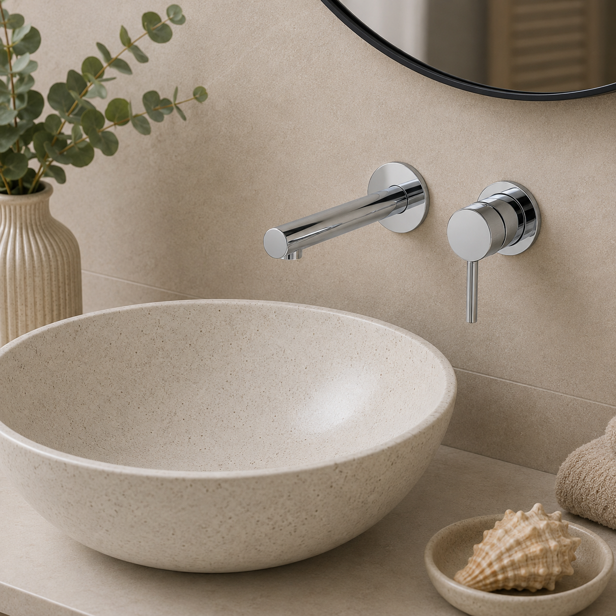 Camden Wall Mounted Single Lever Basin Mixer – Chrome, Matt Black or Matt Brushed Brass