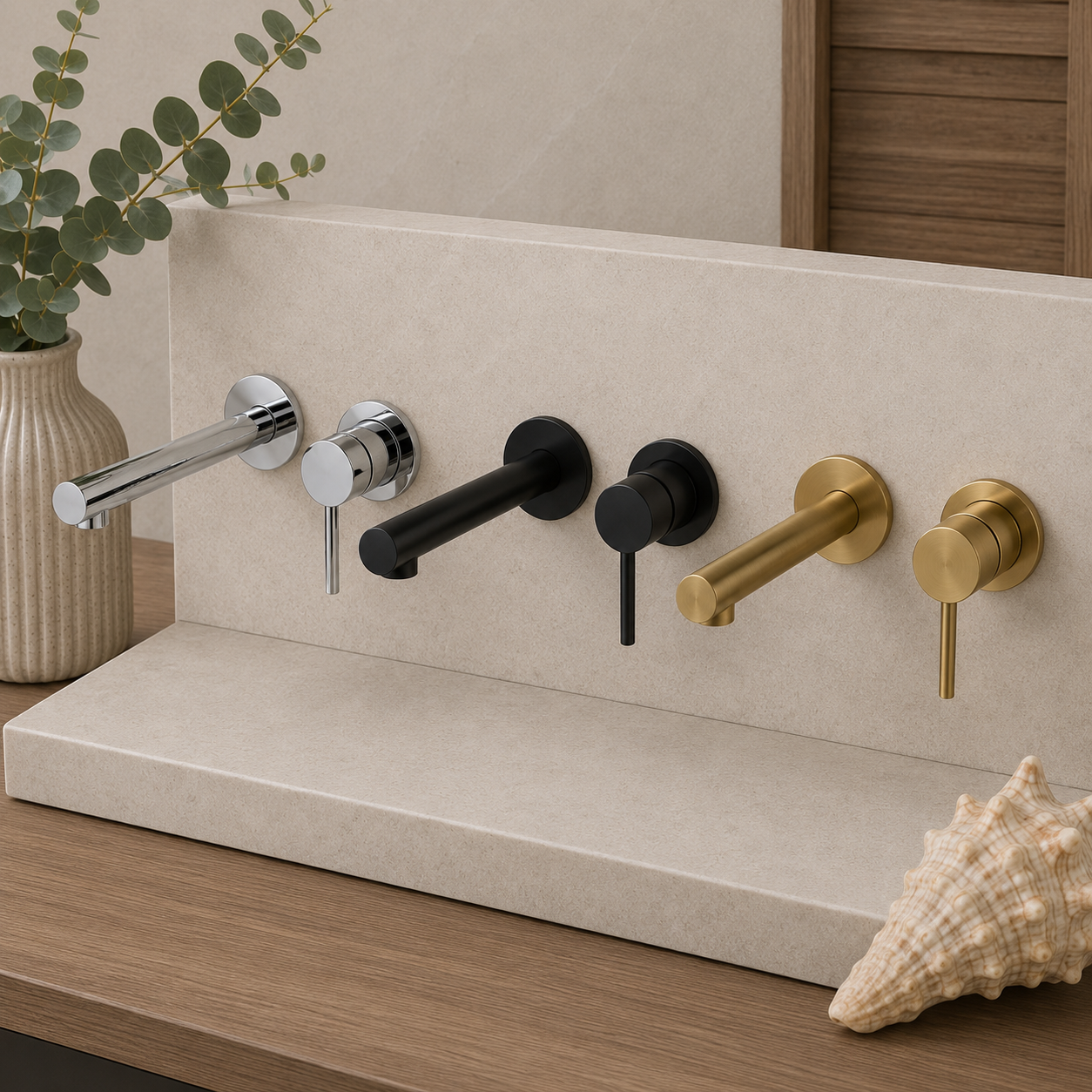 Camden Wall Mounted Single Lever Basin Mixer – Chrome, Matt Black or Matt Brushed Brass