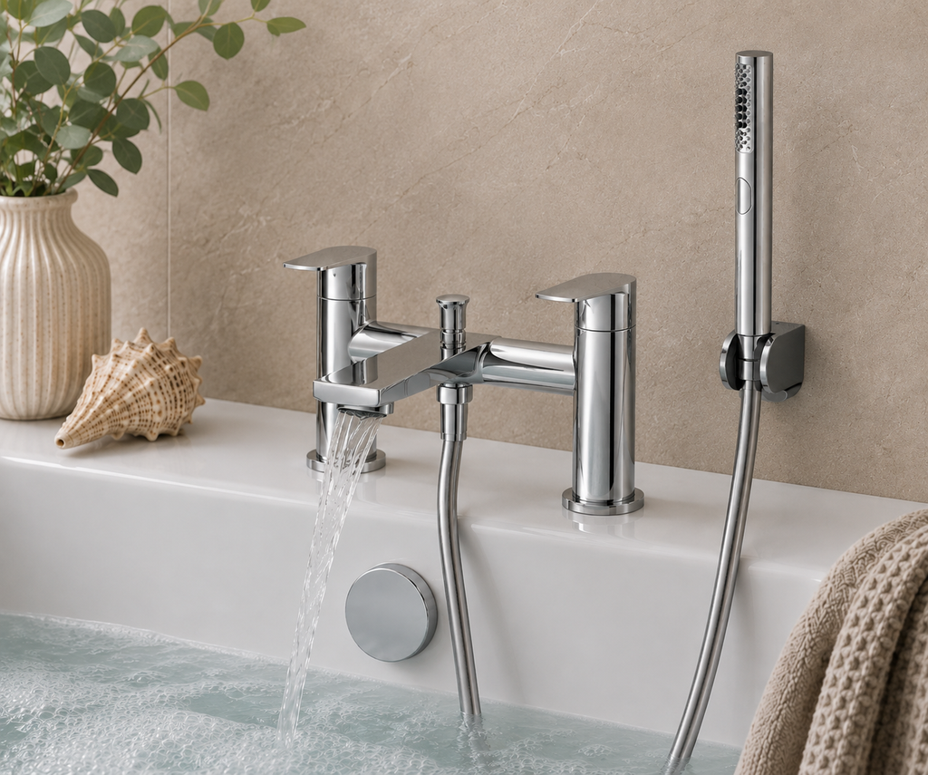 Chartwell Deck Mounted Bath Shower Mixer with Shower Kit – Chrome