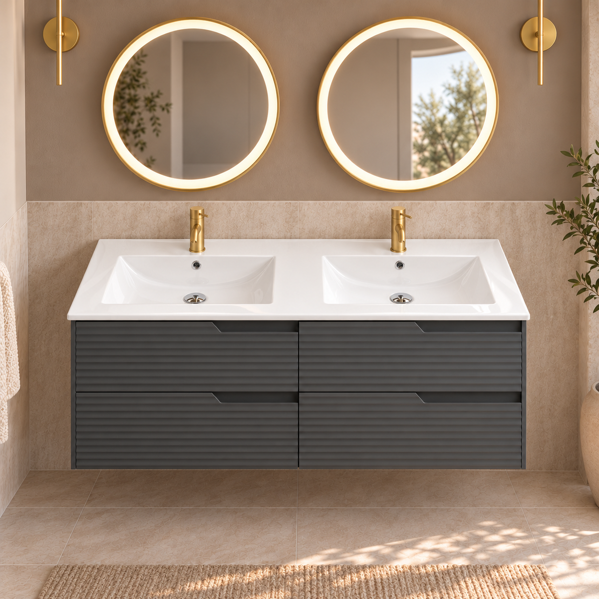 Civetta 120 Double Basin Wall Hung Vanity Unit Combination
