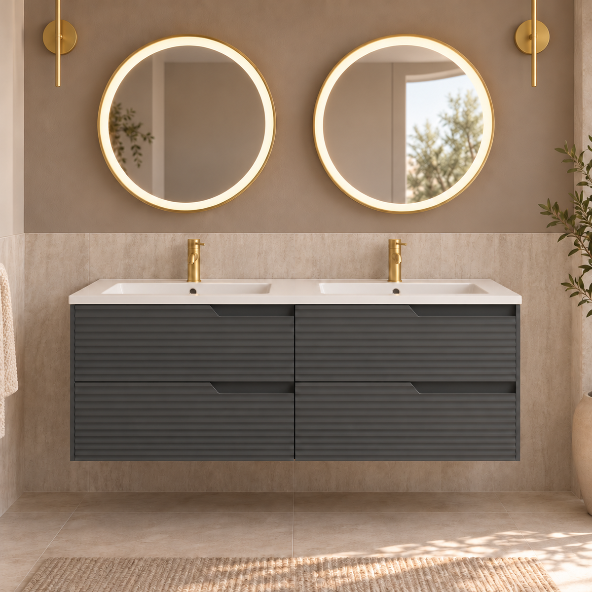 Civetta 120 Double Basin Wall Hung Vanity Unit Combination