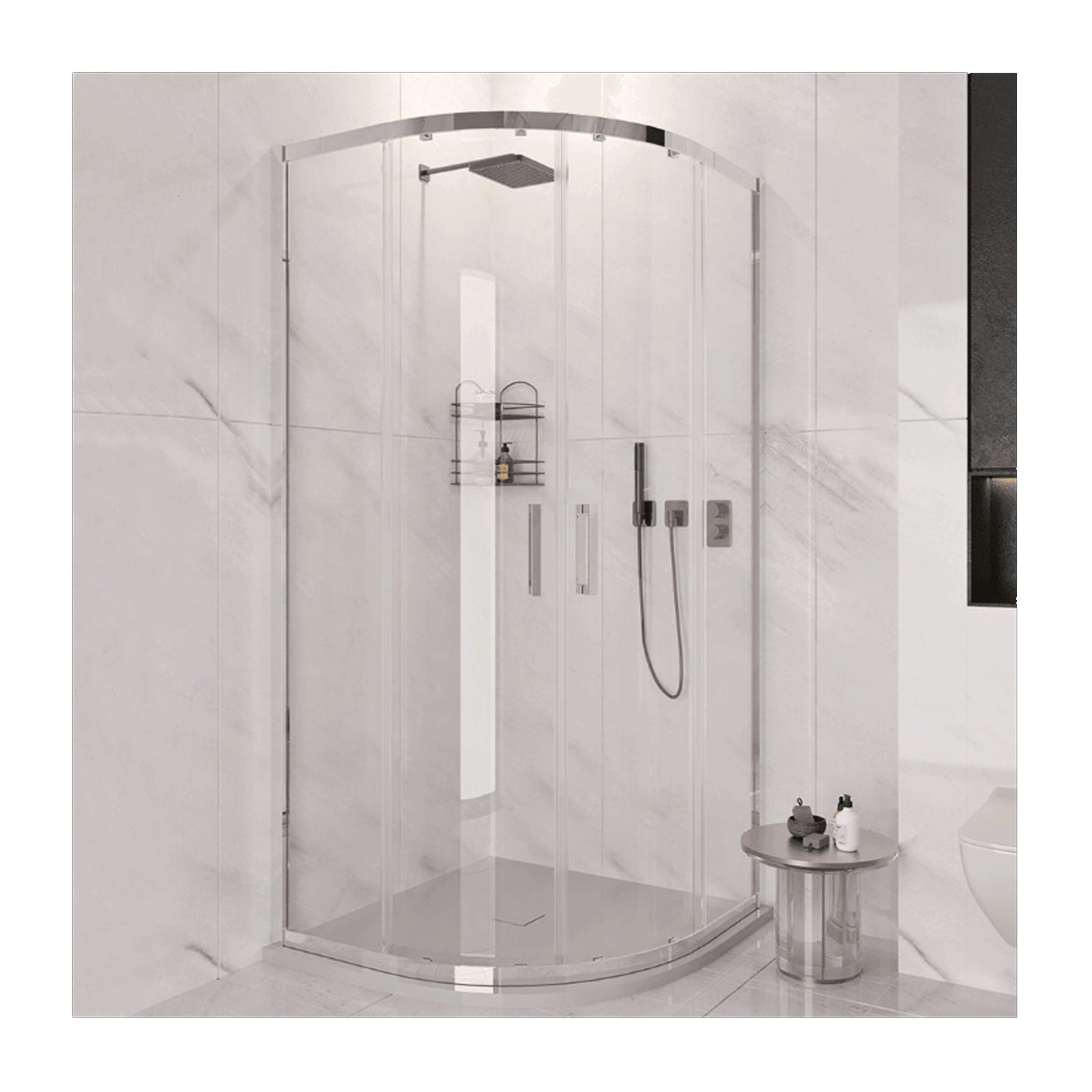 Classic 6mm 2 Door Quadrant Shower Enclosure - Polished Silver - 900mm to 1200x900mm