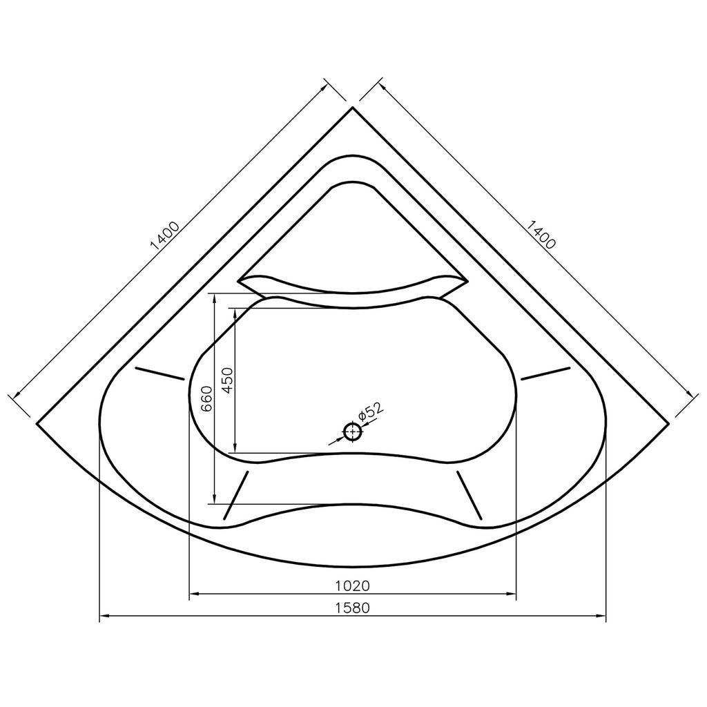 Colorado 1400 x 1400mm Corner Bath