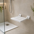 Comfort Folding Shower Seat - White ABS & Stainless Steel