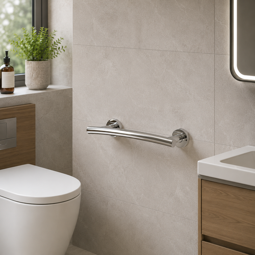 Comfort 450mm Curved Bathroom Grab Rail - Chrome