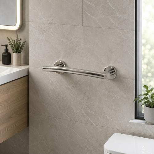 Comfort 600mm Curved Bathroom Grab Rail - Chrome