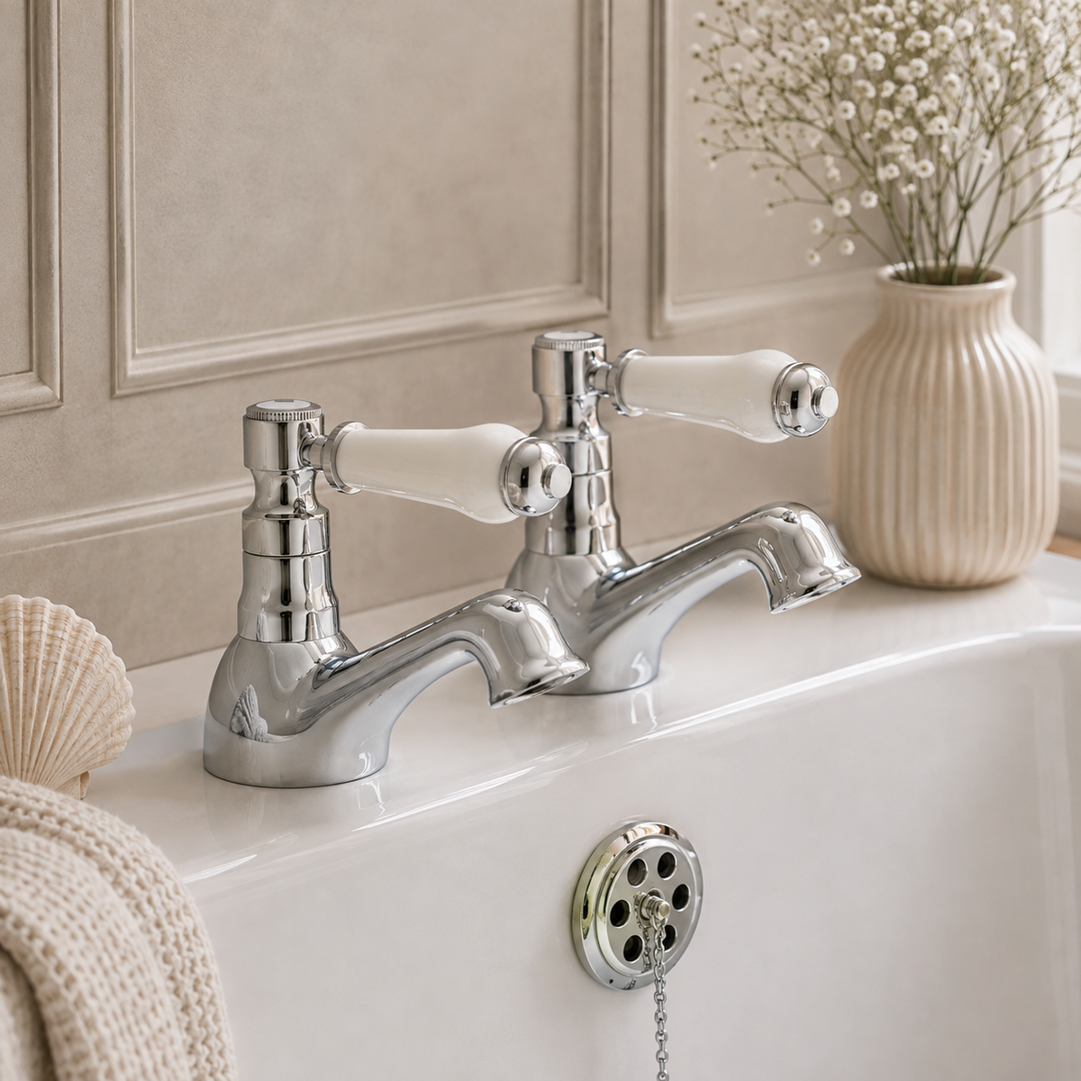 Culverden Traditional Bath Taps Pair – Chrome