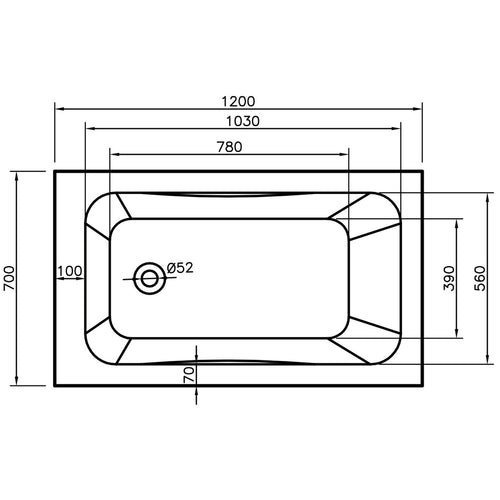 Dakota 1200 x 700mm Bath - Whirlpool Option 2