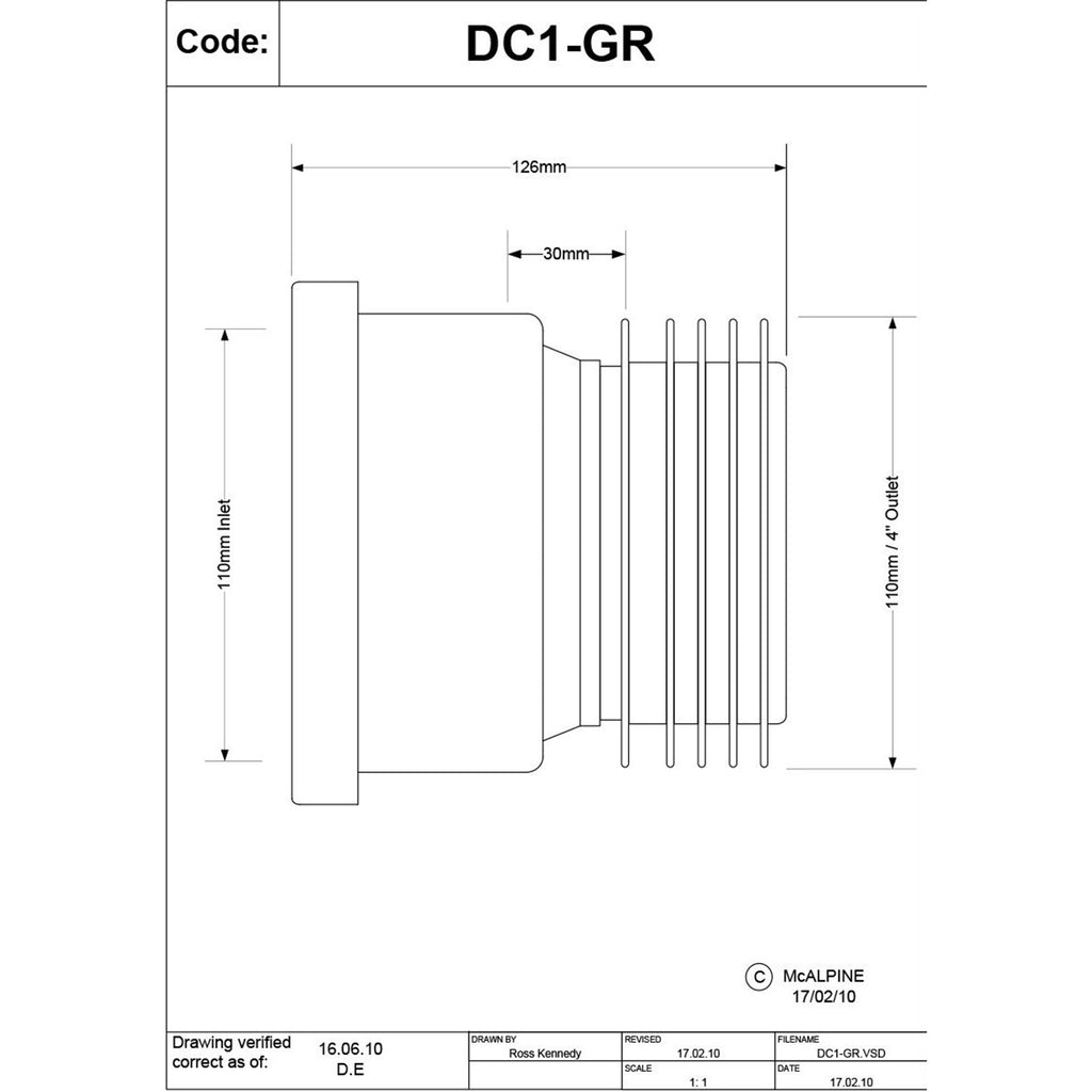 McAlpine Grey Drain Connector