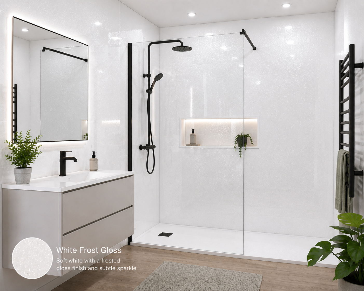 DuraPanel Frost White Gloss Bathroom Wall Panel 11mm | Square Edge or Duralock T&G