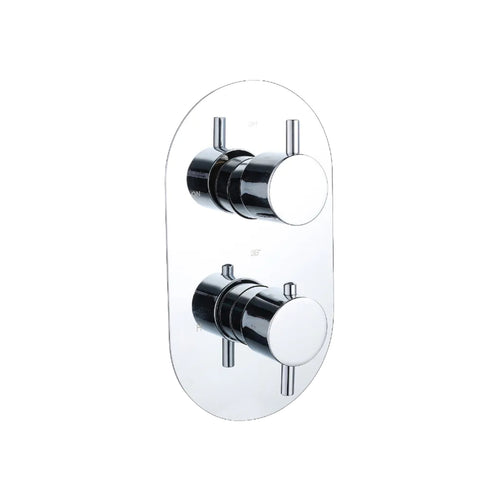 Ebony Chrome Round Twin Thermostatic Shower Valve – 1 Outlet