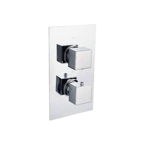 Ebony Chrome Square Twin Thermostatic Shower Valve – 1 Outlet