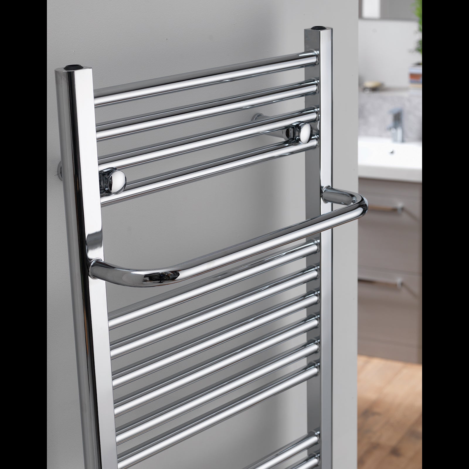 Ebony Rail - with Projecting Towel Bar - 800 x 500mm