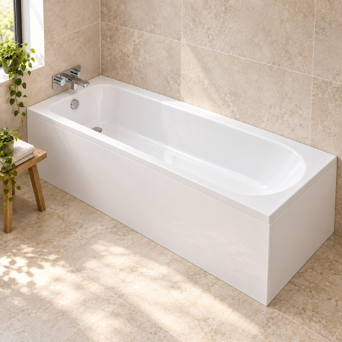 Ebony Single Ended Bath 1700 x 700mm – 5mm Acrylic or Superspec