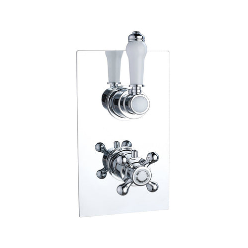 Ebony Chrome Traditional Twin Thermostatic Shower Valve – 1 Outlet