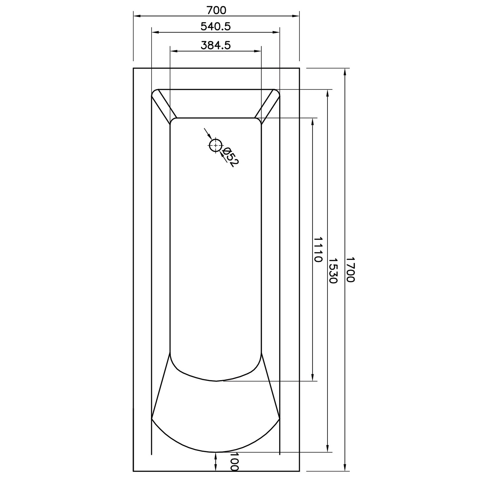 Eden 1700 x 700mm Single Ended Bath
