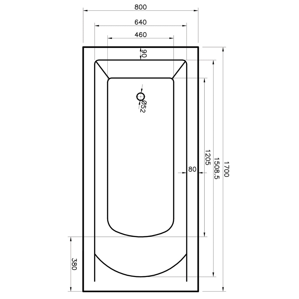 Eden 1700 x 800mm Single Ended Bath