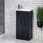 Eden 400mm Slim Floor Standing Vanity Unit with Reversible Resin Basin – Matt Black
