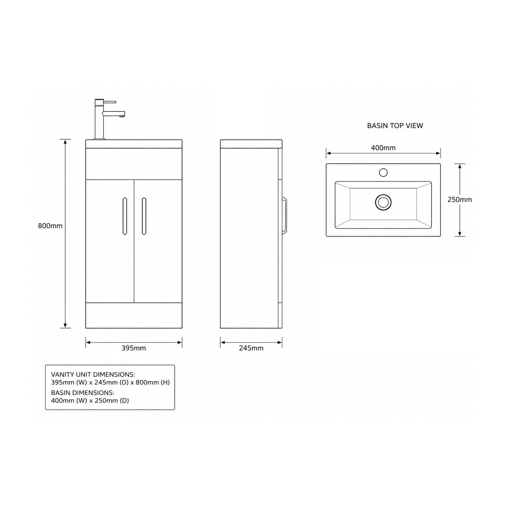 Eden 40 Vanity Unit & Basin - Gloss White